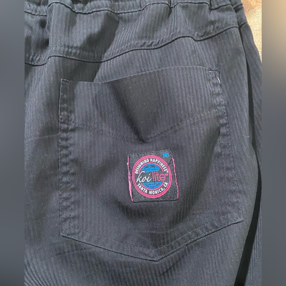 Koi Lite Slim Fit Mechanical Santa Monica Black Scrub Pants Sz Medium Petite - Picture 5 of 6